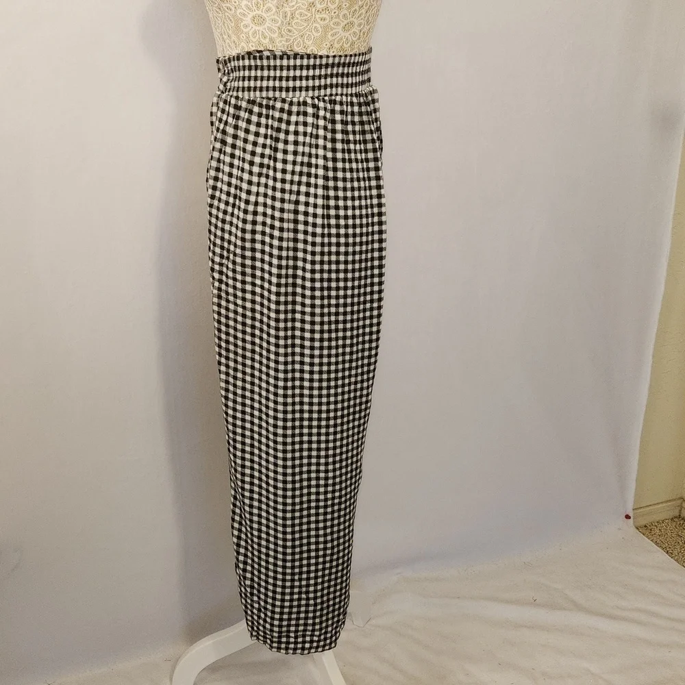 Torrid 4X Black White Gingham Print Wide Leg Elastic Back Pockets Cropped Pants